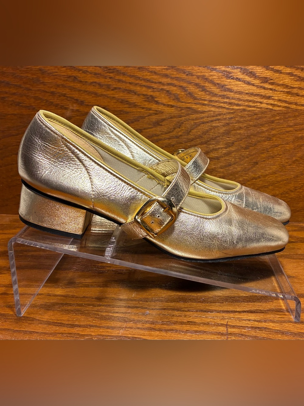 Vintage Majestic Promenaders Gold Leather Square Dance Shoes Size 7 Narrow